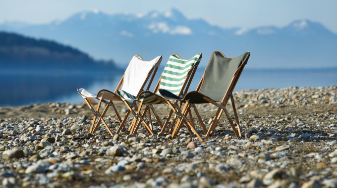 Kampierstuhl - Segeltuch Dreierset Vor Bergen