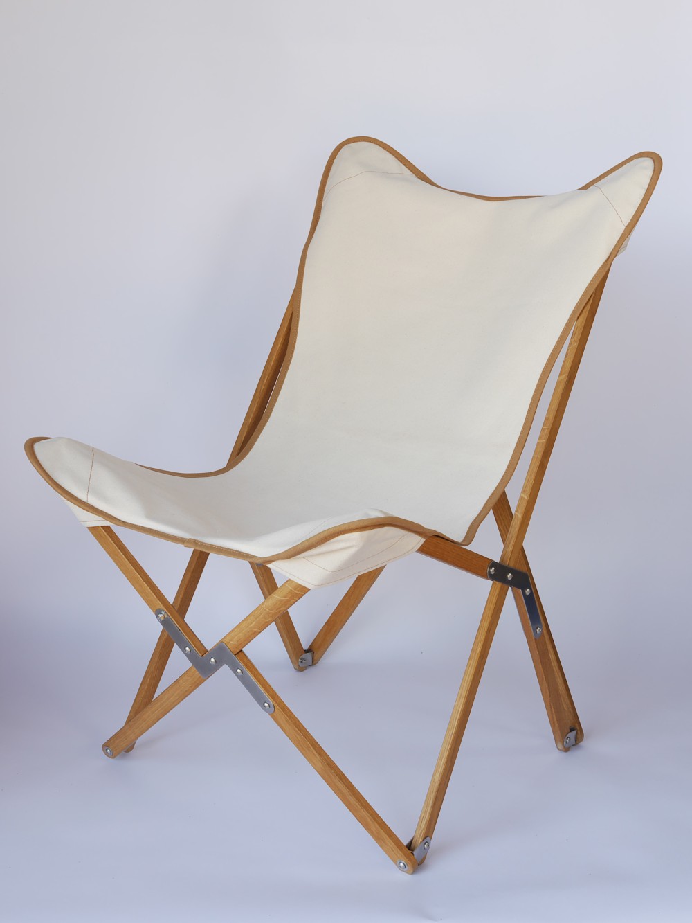 Kampierstuhl aus Eiche mit Sitzfläche Segeltuch ecru
