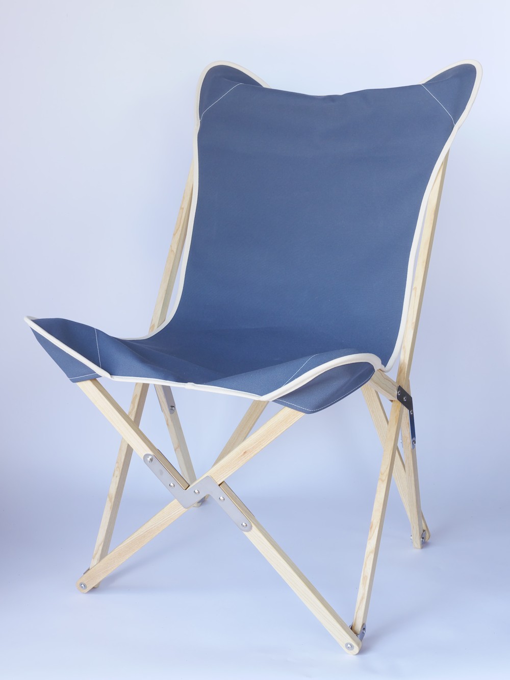 Kampierstuhl TP aus Esche mit Sitzfläche Segeltuch blau